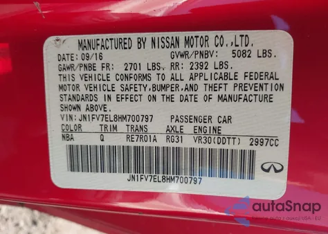 2017 Infiniti Q60 Red Sport 400 from USA, damaged, VIN JN1FV7EL8HM700797